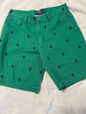 Ralph Lauren Green Shorts with Navy  Polo Embroidery